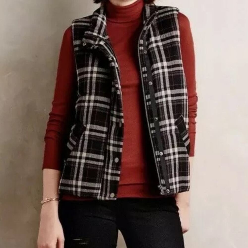 Anthropologie Hei Hei Quincy Plaid Puffer Vest Size Small